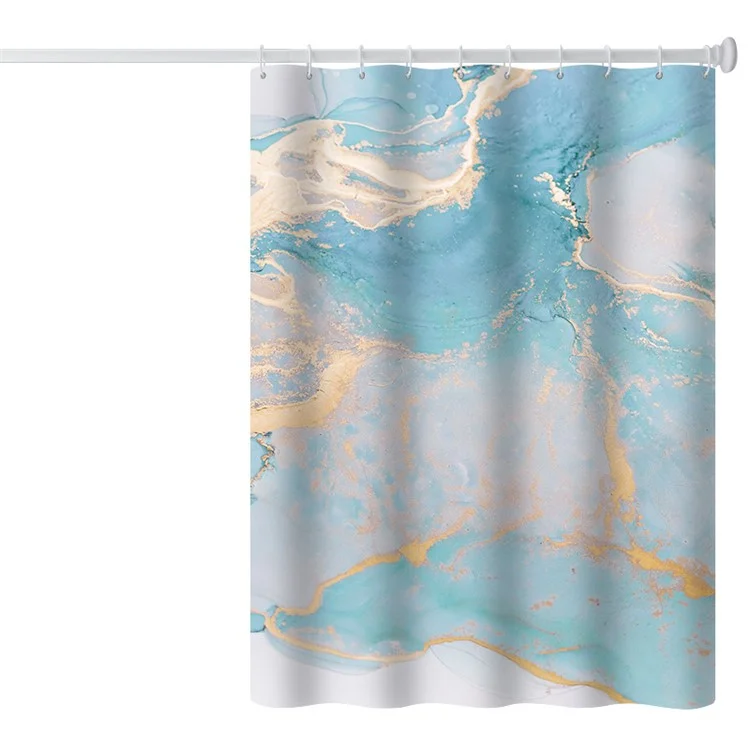 120x180cm 3D Marble Bathroom Shower Curtain Waterproof Fabric Shower Liner with Hooks - LSDLS001