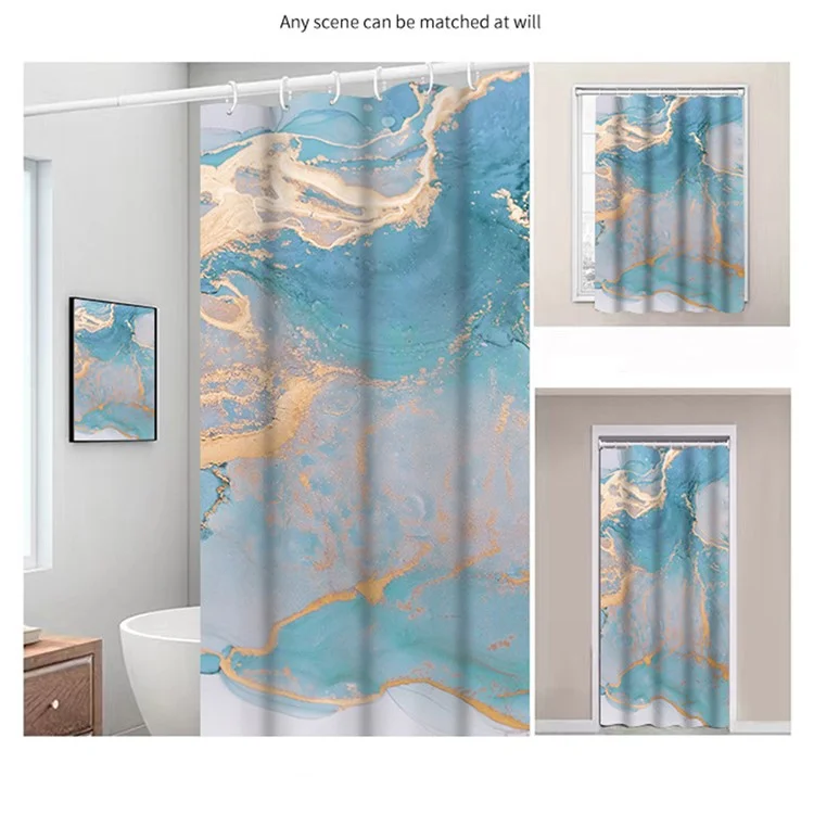 150x180cm Shower Curtain Decor 3D Marble Fabric Standard Tub Curtains Sets Light Penetration - LSDLS002