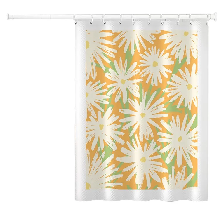 120x180cm Shower Curtain Plant Pattern Mildew-proof Polyester Fabric Curtain - BO007