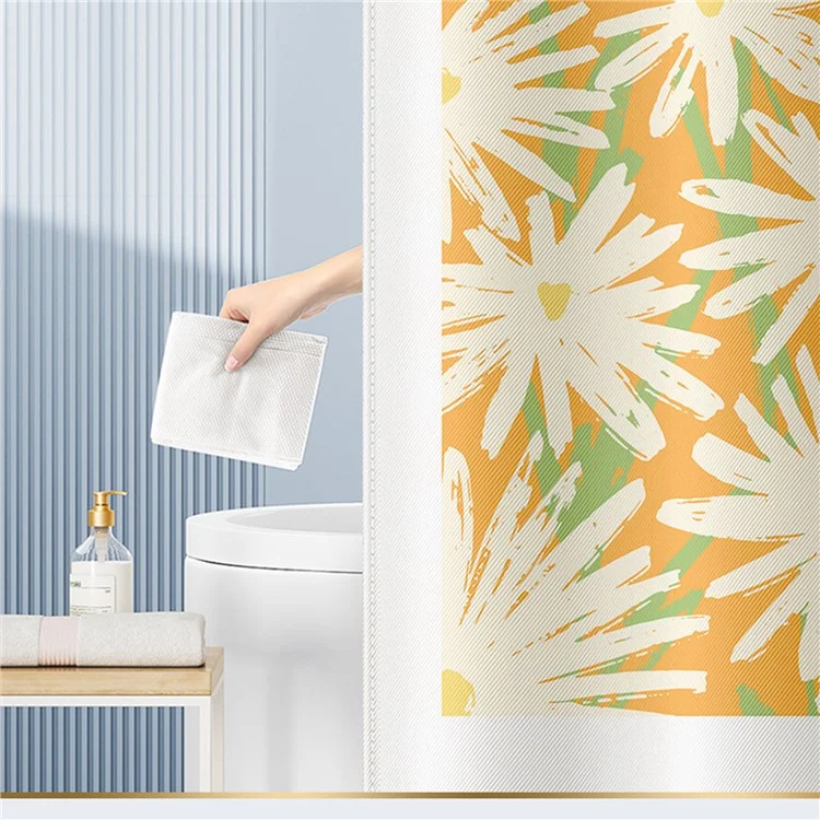 120x180cm Shower Curtain Plant Pattern Mildew-proof Polyester Fabric Curtain - BO007