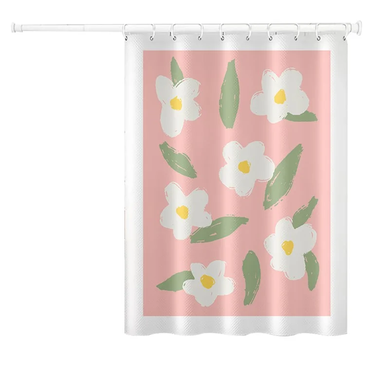 150x180cm Shower Curtain Plant Pattern Polyester Waterproof Curtain - BO001