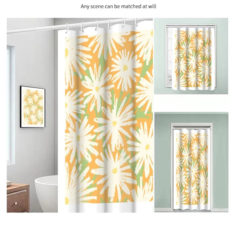 150x180cm Shower Curtain Plant Pattern Polyester Waterproof Curtain - BO001