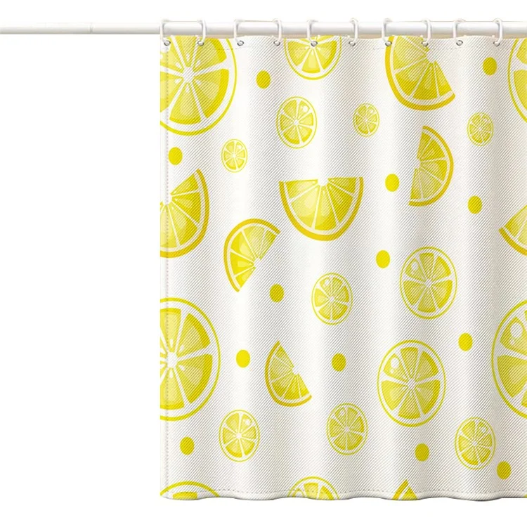 Cortina de Chuveiro 120x180cm com Ganchos Padrão de Frutas 3D em Tecido de Poliéster Resistente a Mofo - SG-002