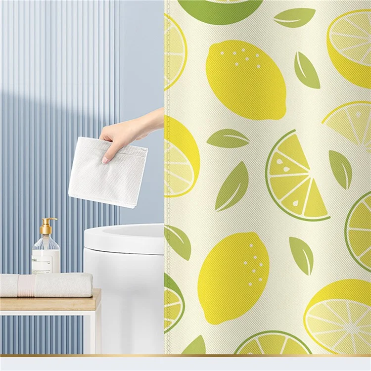 Cortina de Chuveiro 120x180cm com Ganchos Padrão de Frutas 3D em Tecido de Poliéster Resistente a Mofo - SG-002