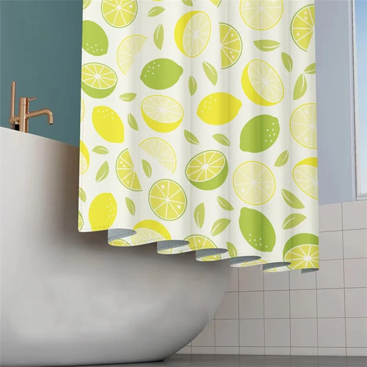 Cortina de Chuveiro 120x180cm com Ganchos Padrão de Frutas 3D em Tecido de Poliéster Resistente a Mofo - SG-002