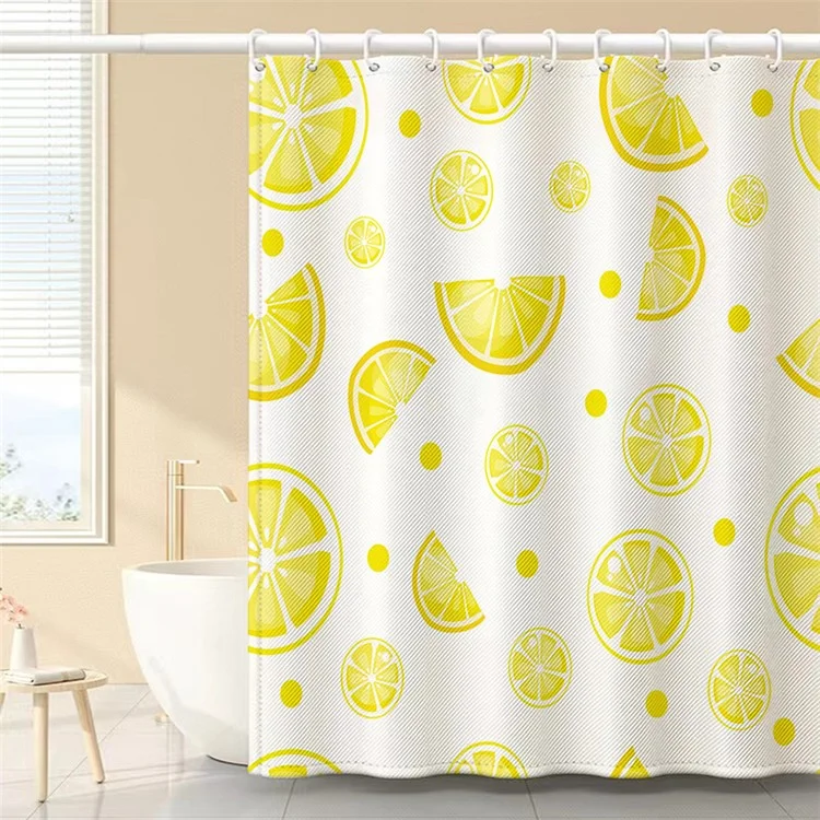 Cortina de Chuveiro 120x180cm com Ganchos Padrão de Frutas 3D em Tecido de Poliéster Resistente a Mofo - SG-002