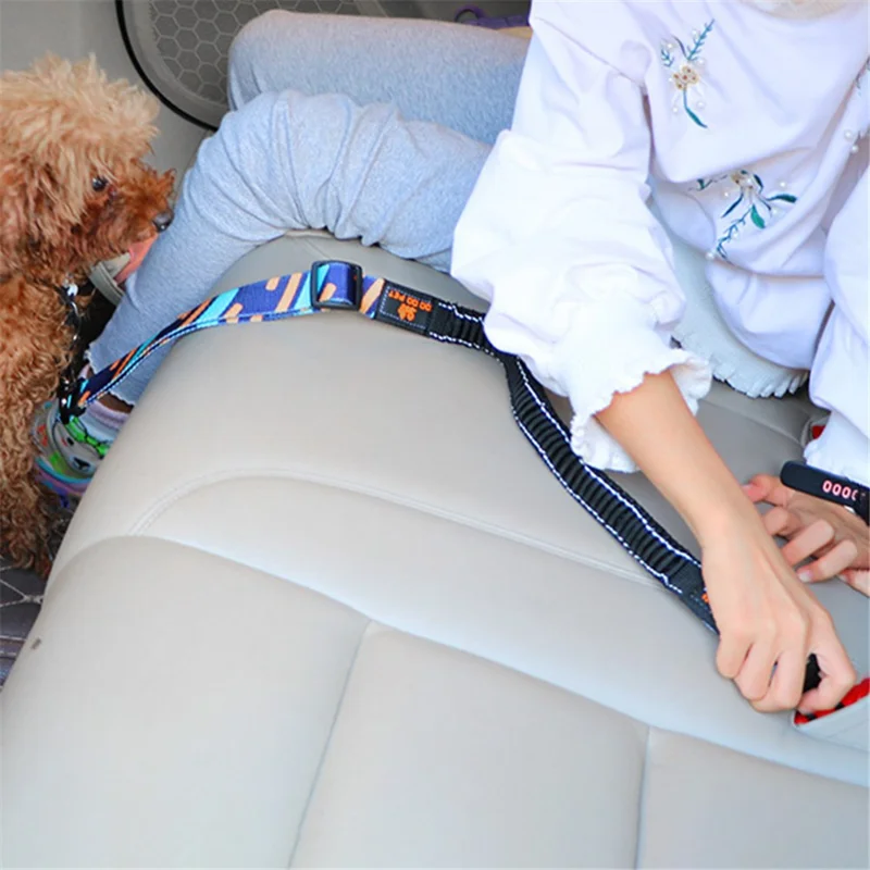 DODOPET 57-95cm Adjustable Dog Seat Belt Solid Color Puppy Car Safety Rope - Green