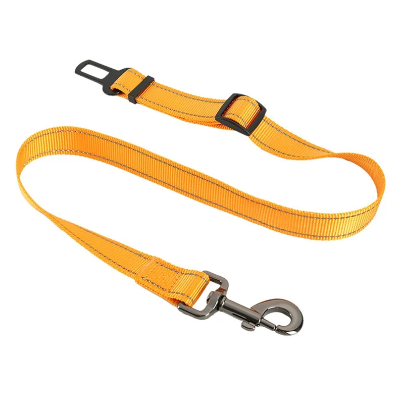 DODOPET 57-95cm Adjustable Dog Seat Belt Solid Color Puppy Car Safety Rope - Orange