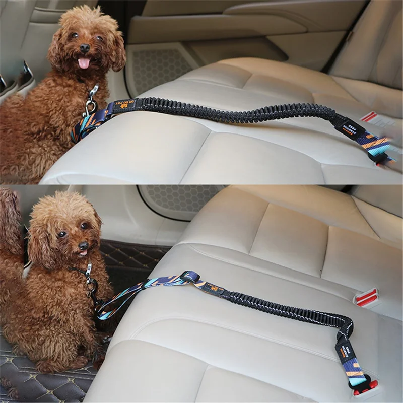 DODOPET 57-95cm Adjustable Dog Seat Belt Solid Color Puppy Car Safety Rope - Black