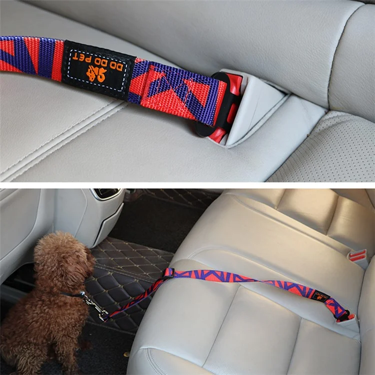 DODOPET 74-142cm Puppy Travel Car Safety Rope Colorful Print Dog Seat Belt - Rosso