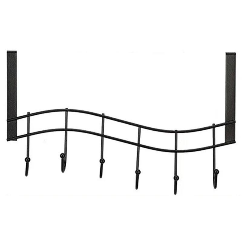 001-ZJ-H009 Over The Door Hooks Note Shape Metal 6 Door Hanger Towel Racks for Bathroom
