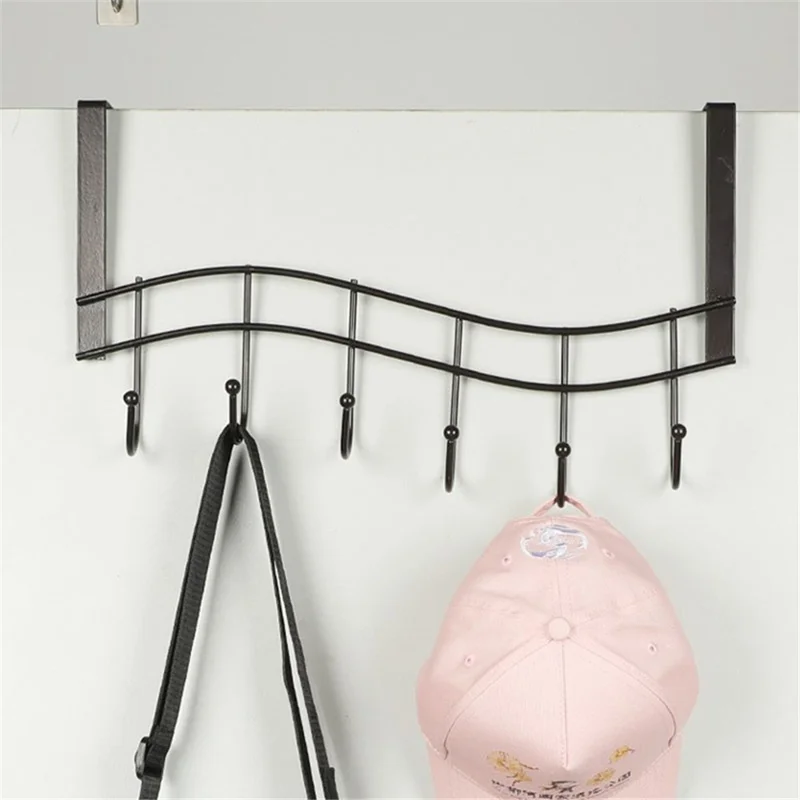 001-ZJ-H009 Over The Door Hooks Note Shape Metal 6 Door Hanger Towel Racks for Bathroom
