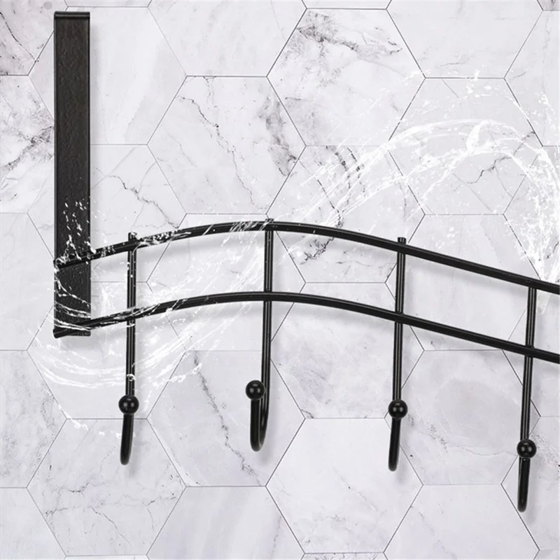 001-ZJ-H009 Over The Door Hooks Note Shape Metal 6 Door Hanger Towel Racks for Bathroom