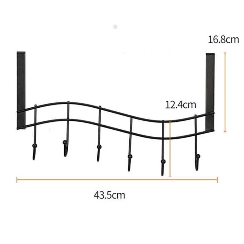 001-ZJ-H009 Over The Door Hooks Note Shape Metal 6 Door Hanger Towel Racks for Bathroom