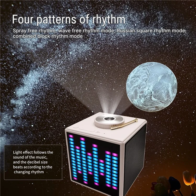 K-1206 Multi-functional Galaxy Star Projector White Noise Bluetooth Speaker