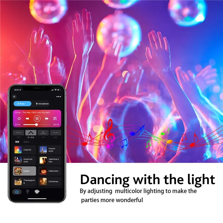 ZJ-BWBL1H-RGBWW-3P 3 ampoules LED intelligentes 10W Modes de scènes multiples Bluetooth Wifi 2,4G 