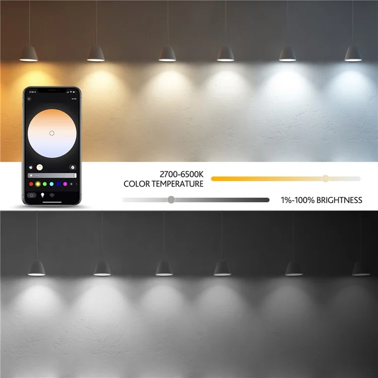 ZJ-BWBL1H-RGBWW-3P 3 ampoules LED intelligentes 10W Modes de scènes multiples Bluetooth Wifi 2,4G 