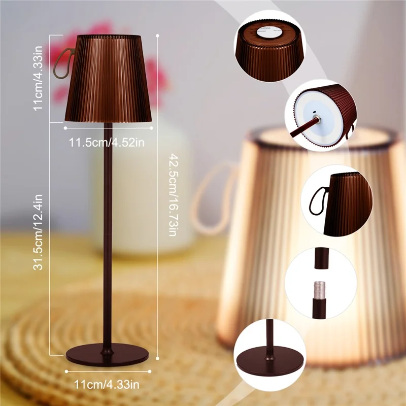 ML-G08 Wireless Magnetic Desktop Lamp Cordless USB-C Port Rechargeable Night Light - Coffee