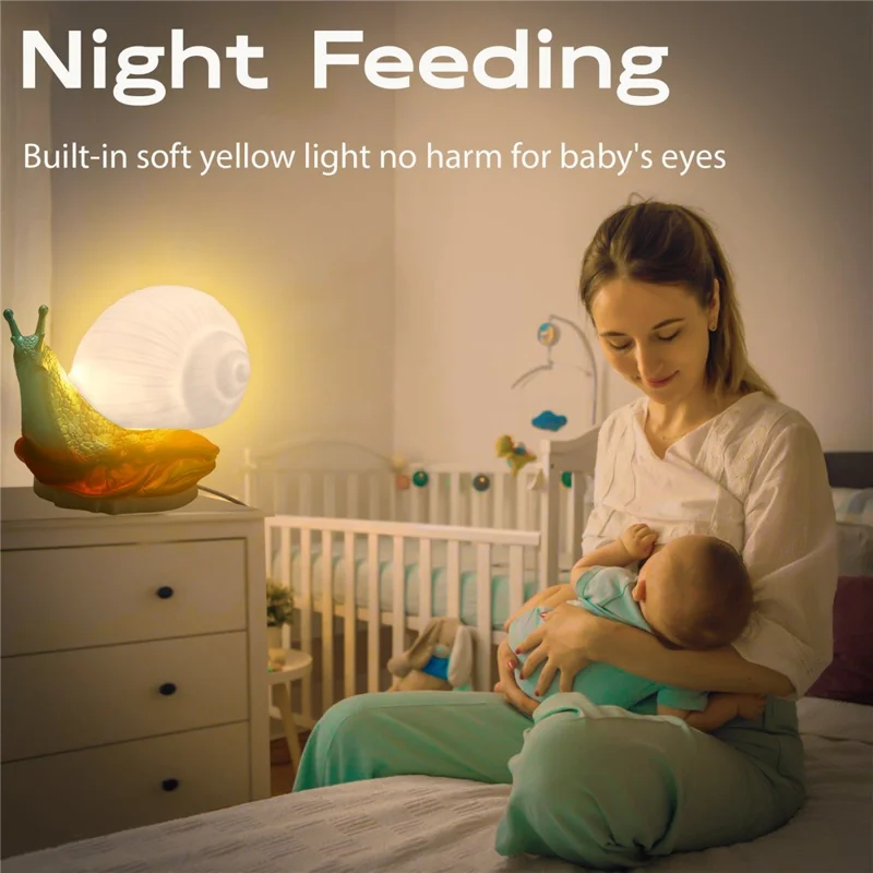WN1089 RGB Color Changing Snail Night Light Dimmable Breastfeeding Bedside Lamp