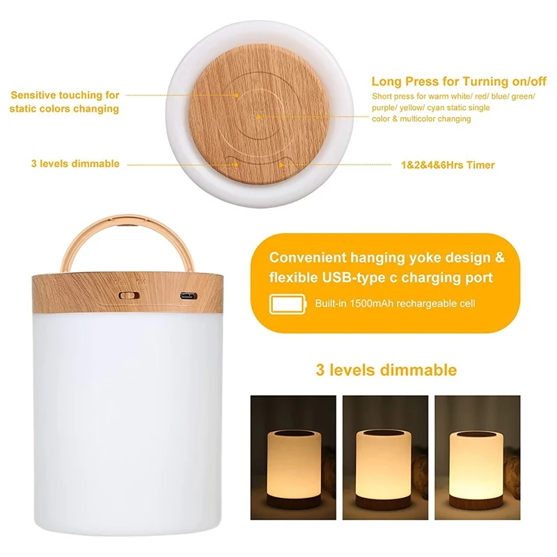 EWNL-15 Touch Control RGB Color Table Light Bedroom Bedside Night Light Ambient Lamp