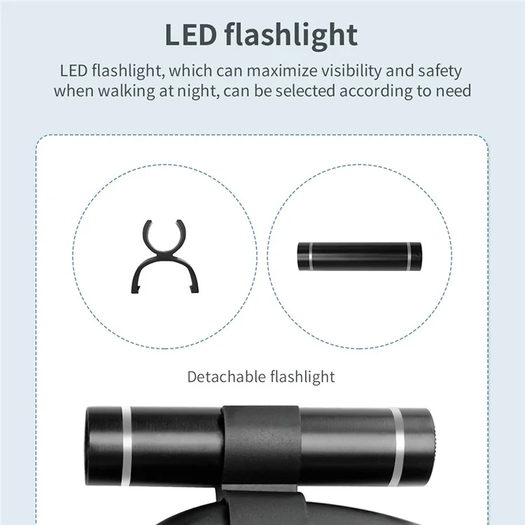 BENWIS HA-DWL-2 Trela Retrátil Dupla para Passeio de Cães com Luz LED - Preto 