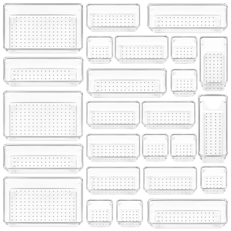 25 Stück / Set Clear PS Speisekammer-Organizer Home Tool Storage Bins Multi-Use Körbe