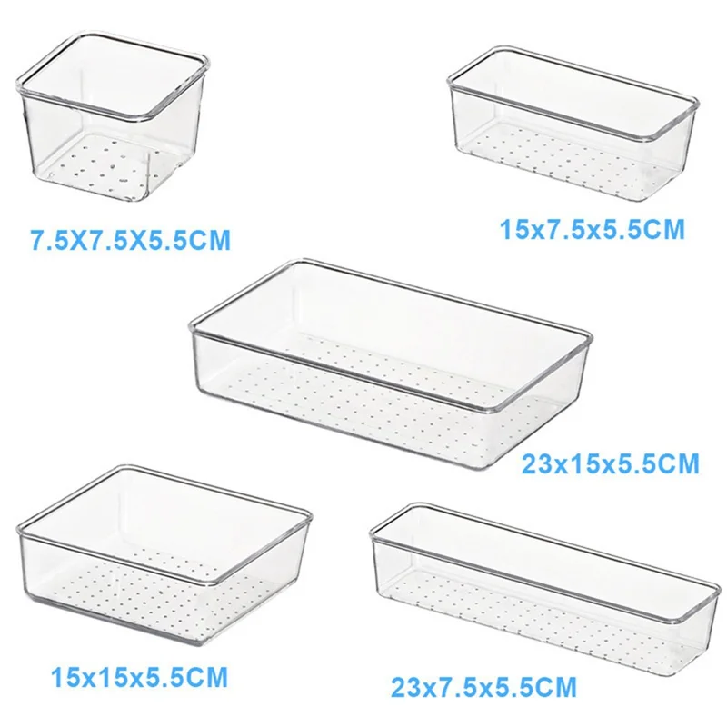 7Pcs / Set Home Kitchen Multi-Use Organization Boxes Clear PS Pantry Organizers Office Storage Bins