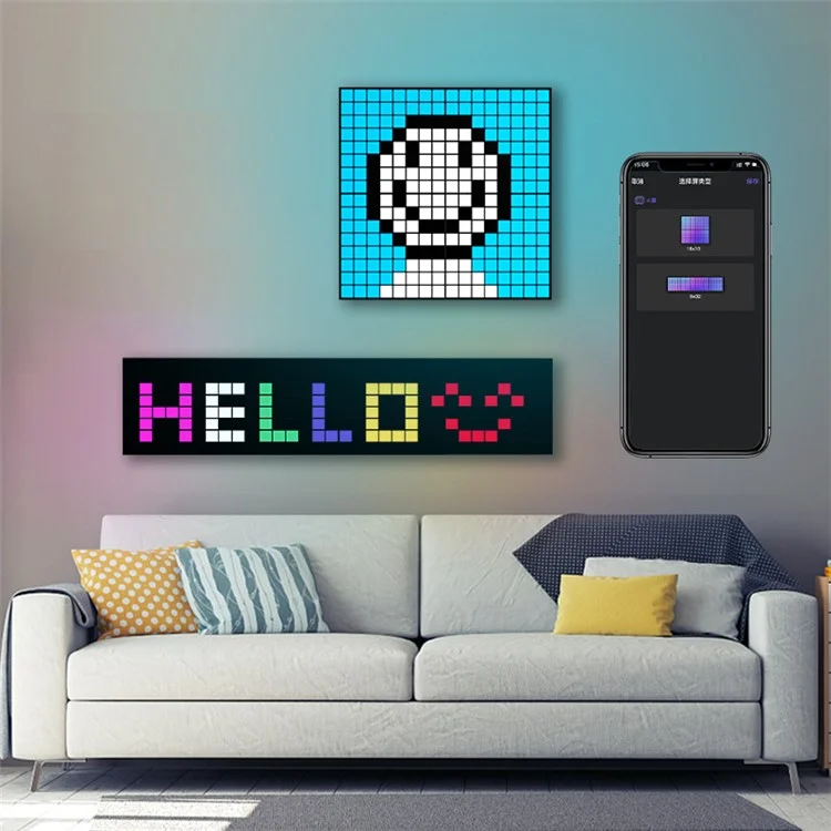 ID13 4Pcs DIY LED Pixel Art Display Screen Kit RGB Pixel Matrix Panel Room Decor - US Plug