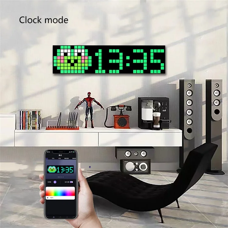 ID13 4Pcs DIY LED Pixel Art Display Screen Kit RGB Pixel Matrix Panel Room Decor - US Plug