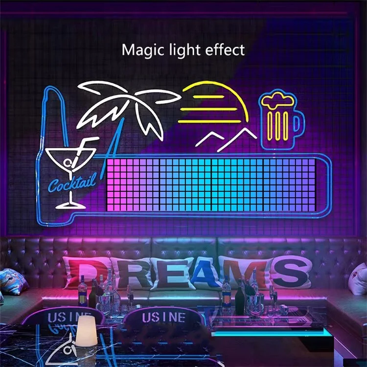 ID13 4Pcs DIY LED Pixel Art Display Screen Kit RGB Pixel Matrix Panel Room Decor - US Plug