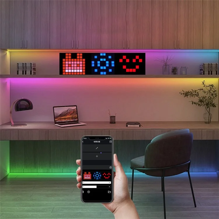 ID13 4Pcs DIY LED Pixel Art Display Screen Kit RGB Pixel Matrix Panel Room Decor - US Plug