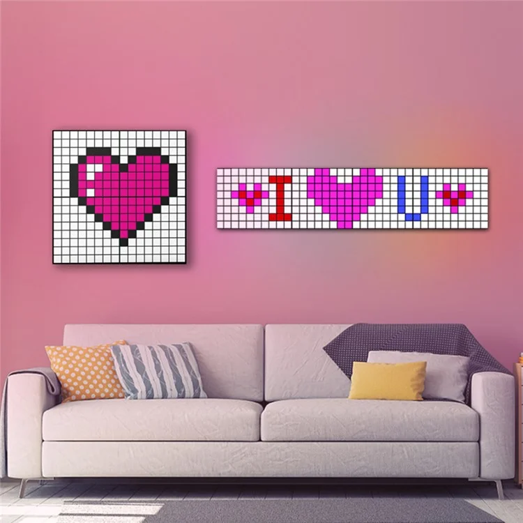 ID13 4Pcs DIY LED Pixel Art Display Screen Kit RGB Pixel Matrix Panel Room Decor - US Plug