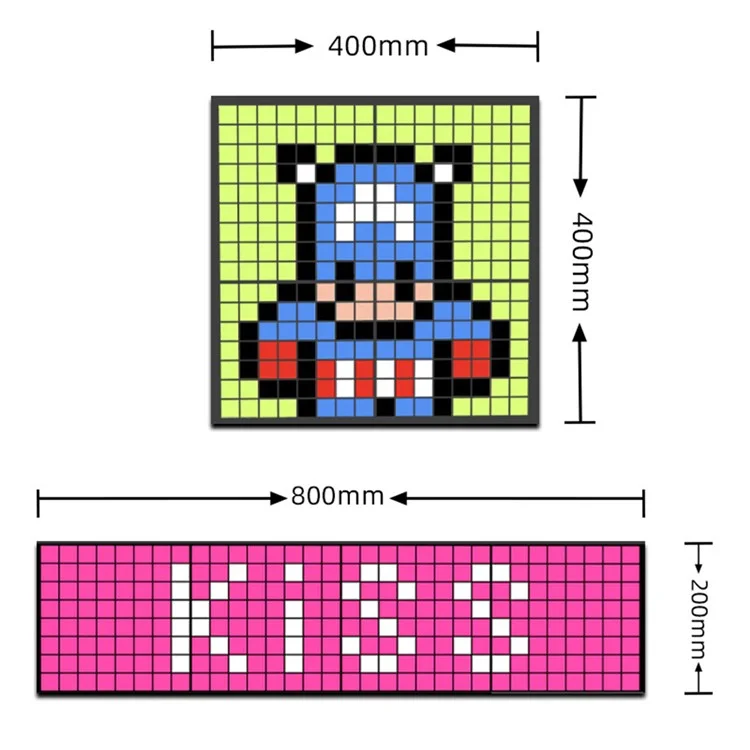 ID13 4Pcs DIY LED Pixel Art Display Screen Kit RGB Pixel Matrix Panel Room Decor - US Plug