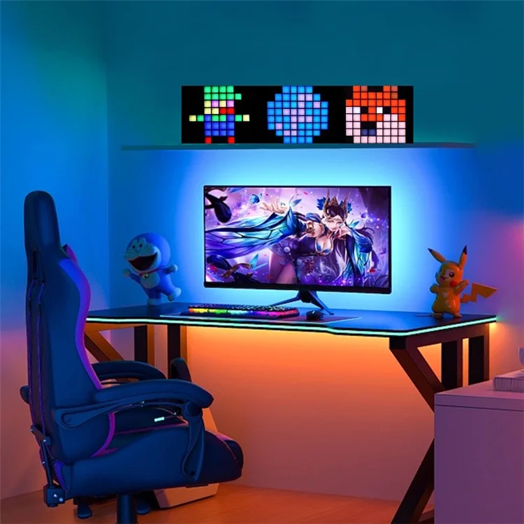 ID13 4Pcs DIY LED Pixel Art Display Screen Kit RGB Pixel Matrix Panel Room Decor - US Plug