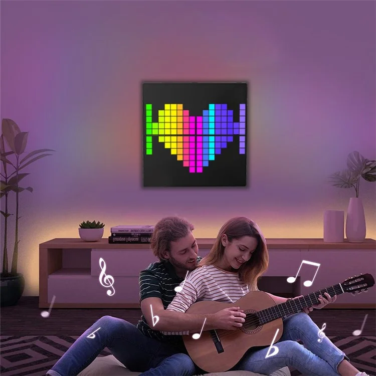 ID13 4Pcs DIY LED Pixel Art Display Screen Kit RGB Pixel Matrix Panel Room Decor - US Plug