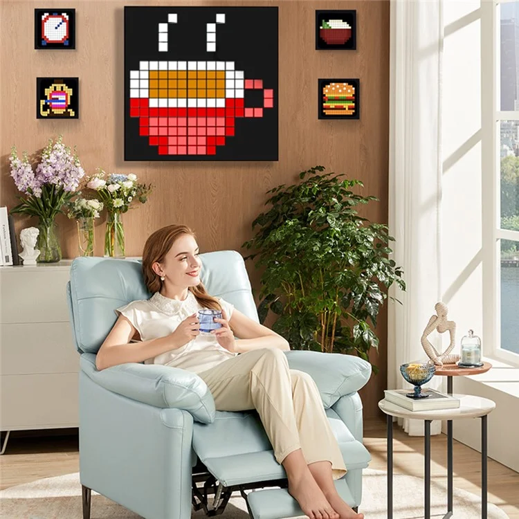 ID13 4Pcs DIY LED Pixel Art Display Screen Kit RGB Pixel Matrix Panel Room Decor - US Plug