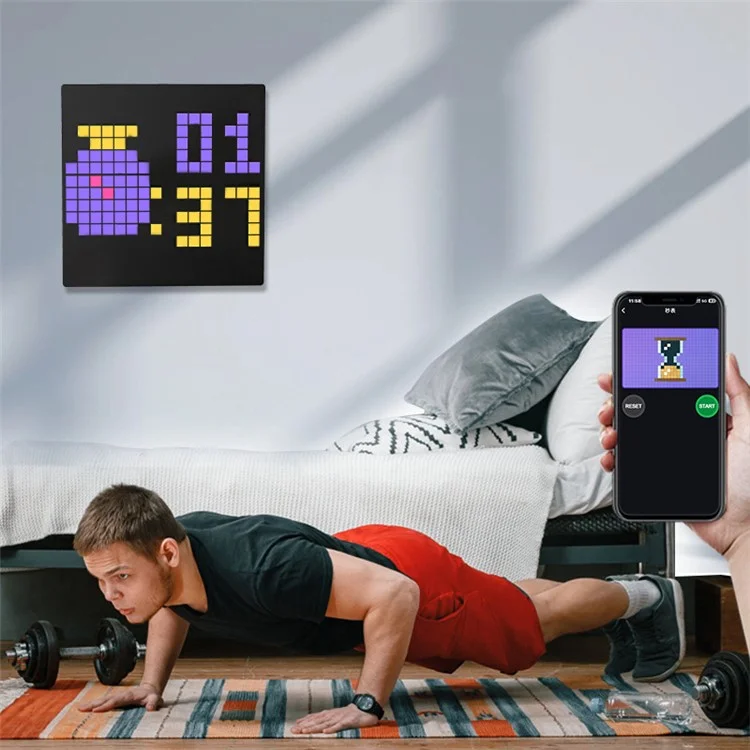 ID13 4Pcs DIY LED Pixel Art Display Screen Kit RGB Pixel Matrix Panel Room Decor - US Plug