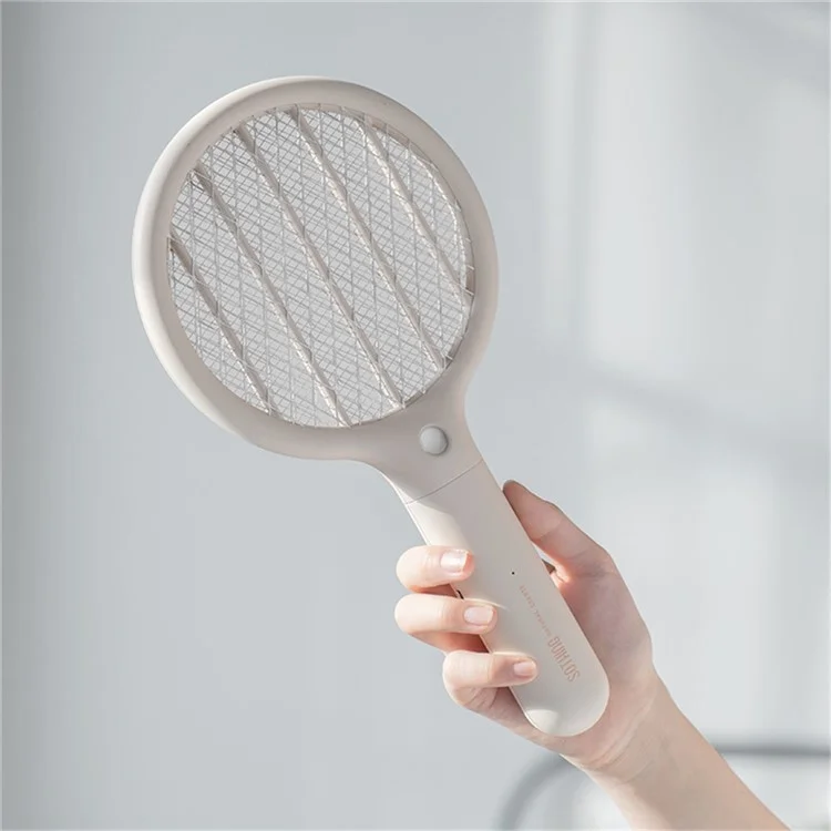 Recargable Mini Mata Mosquitos Insecto Mosca Matamoscas Raqueta con Luz LED - Blanco