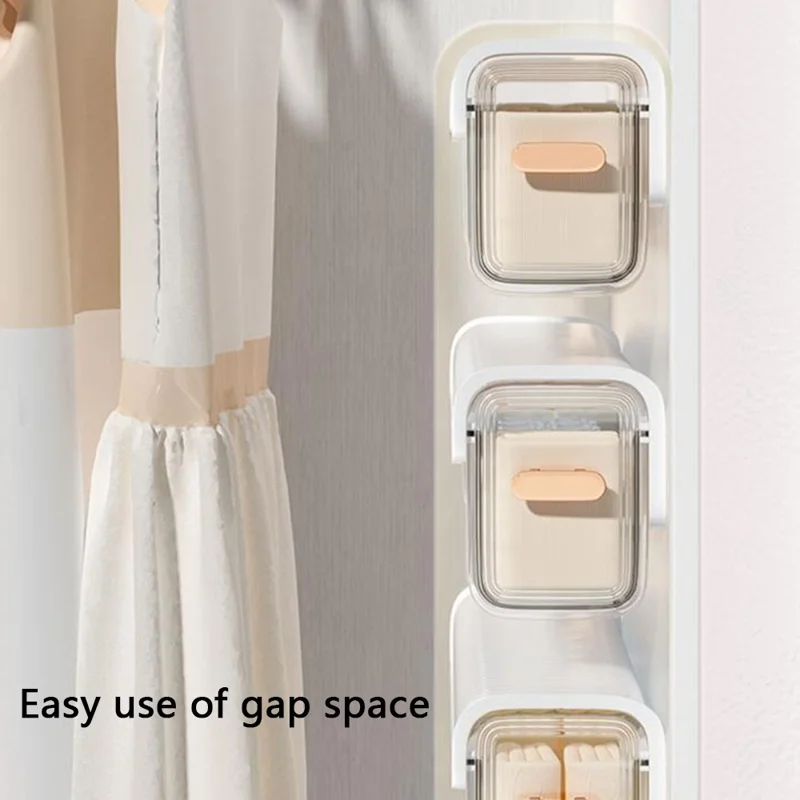 Underwear Wall Mount Drawer Plastic Organizer Bin Self-Adhesive Hanging Storage Box for Socks - Blackish Green