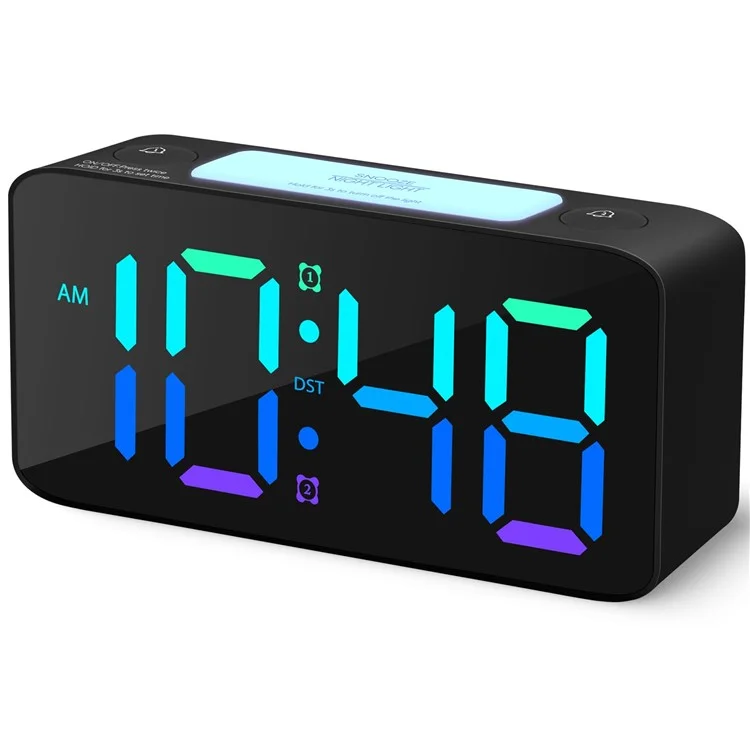 Super Loud Alarm Clock for Heavy Sleepers Adults Digital Clock with 7 Color Night Light - Black