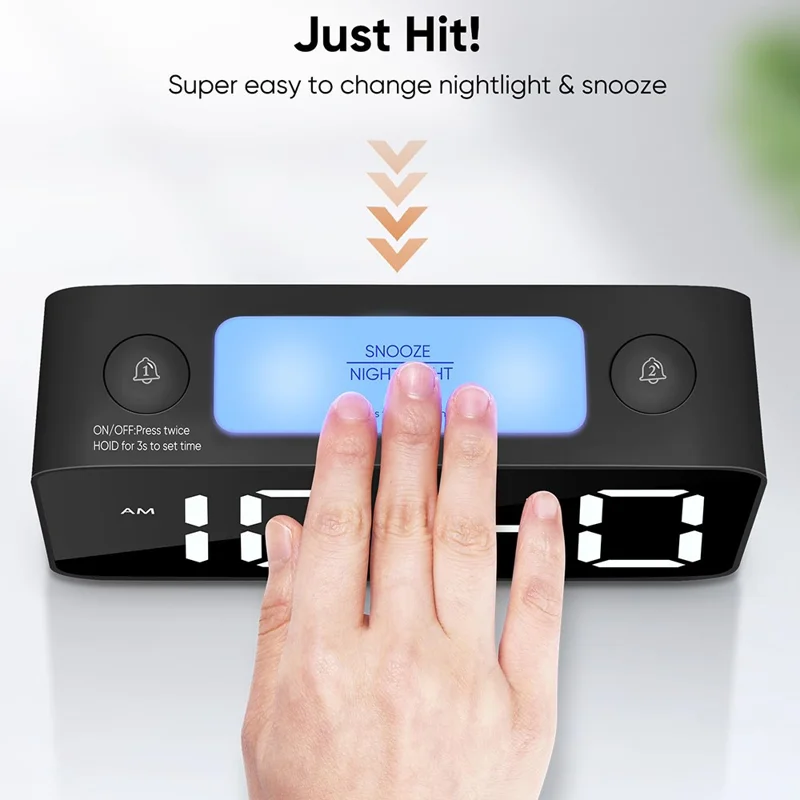 Super Loud Alarm Clock for Heavy Sleepers Adults Digital Clock with 7 Color Night Light - Black