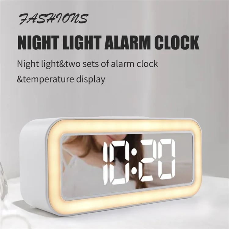 TS-3002 Sveglia digitale a LED con display, luce notturna da comodino per scrivania