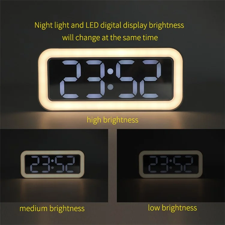 TS-3002 Sveglia digitale a LED con display, luce notturna da comodino per scrivania