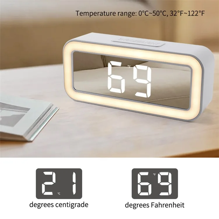 TS-3002 Sveglia digitale a LED con display, luce notturna da comodino per scrivania