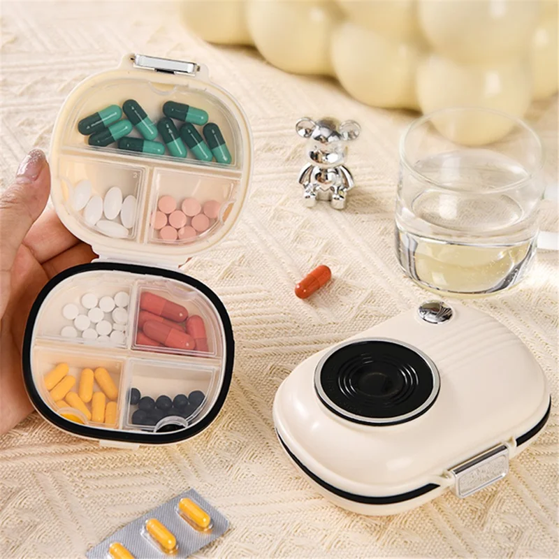 Camera Shape 7 Days Weekly Pill Dispenser Organizer Box Daily Medicine Storage Case, Size S (BPA Free, No FDA)