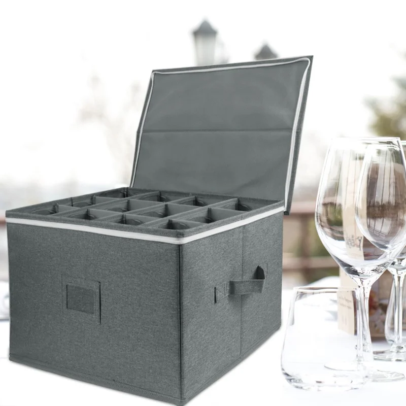 12 Dividers Glassware Storage Box Wine Glass Champagne Flute Protector Stemware Packing Moving Box