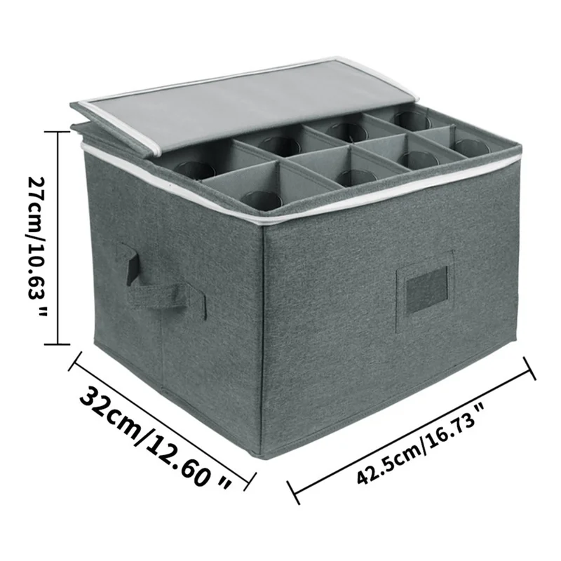 12 Dividers Glassware Storage Box Wine Glass Champagne Flute Protector Stemware Packing Moving Box