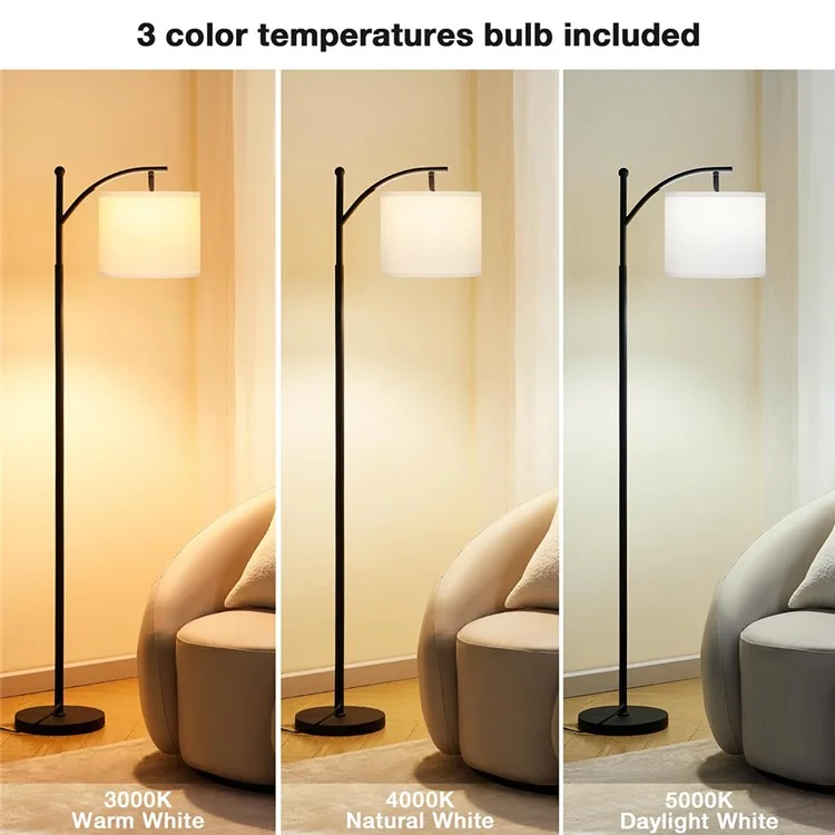 3 Color Temperatures 9W LED Bulb Modern Floor Lamp for Living Room with Foot Switch - EU Plug