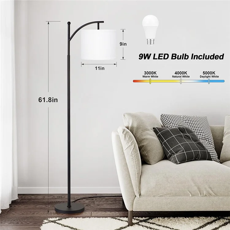 3 Color Temperatures 9W LED Bulb Modern Floor Lamp for Living Room with Foot Switch - EU Plug
