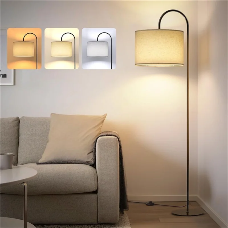 E26 / E27 12W LED Bulb Three Color Dimmable Modern Floor Standing Lamp for Living Room / Bedroom - EU Plug